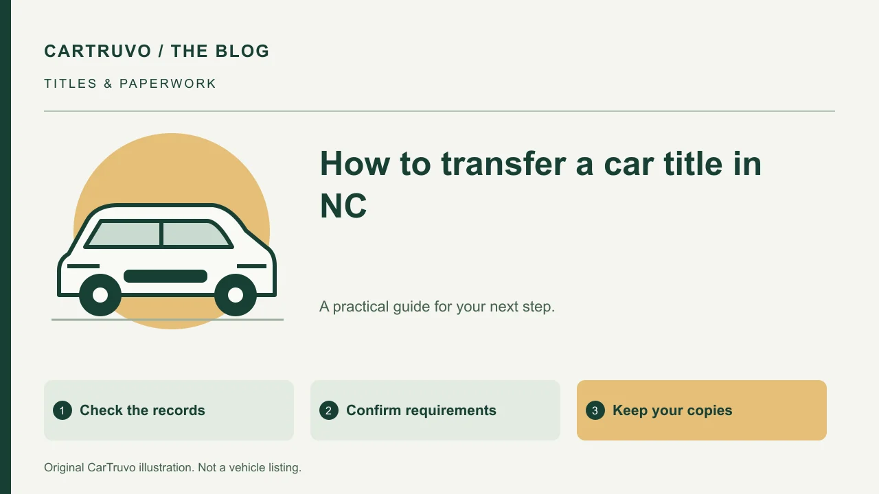 CarTruvo illustrated guide: How to transfer a car title in NC: a private-sale checklist