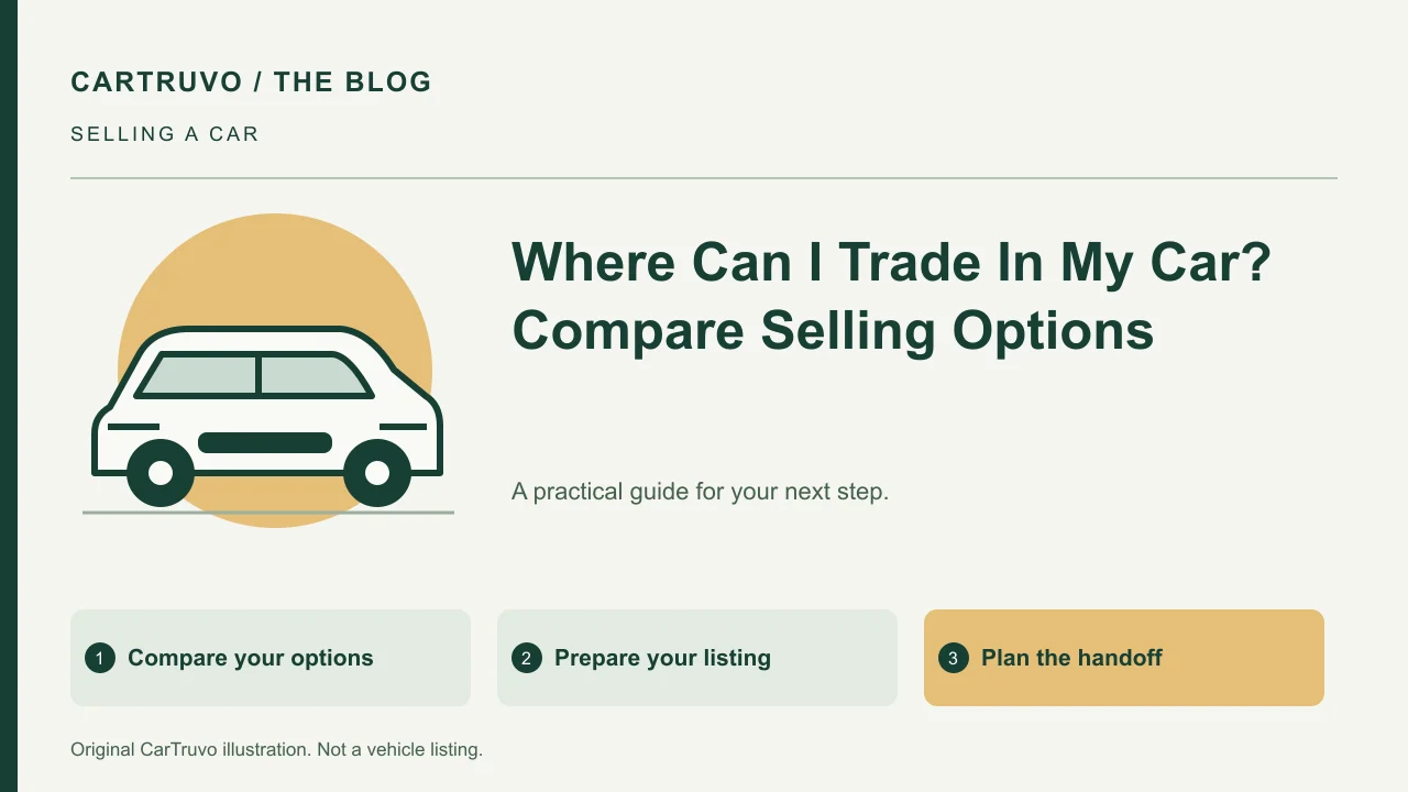 CarTruvo illustrated guide: Where Can I Trade In My Car? Compare Selling Options