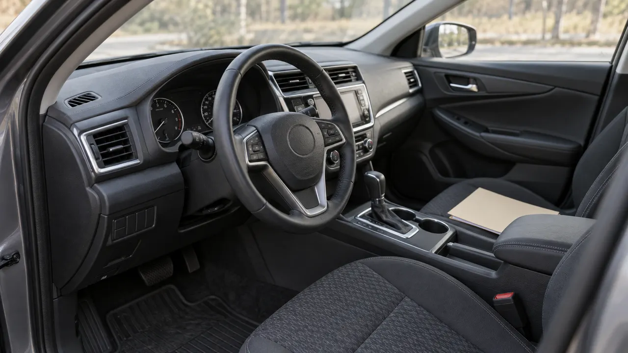 Illustrative vehicle interior and document folder